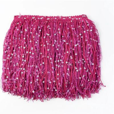 5 Meters of Sequin-Embellished Fringe Lace Trim for Latin Dance Skirts (Rose)