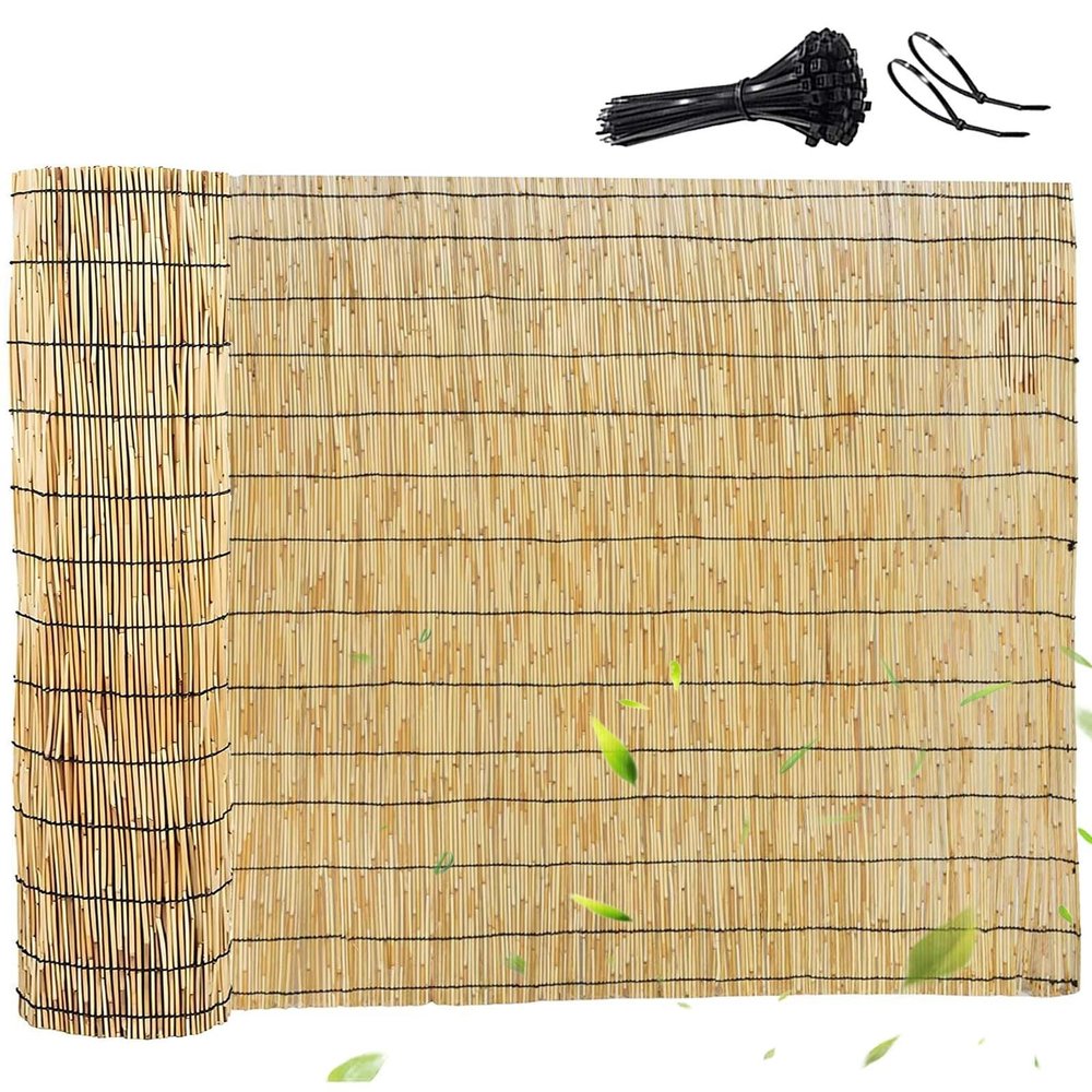 Natural Reed Privacy Screen Mat, 120 x 600 cm, for Balcony, Patio, Garden, Fence, Pergola and Sun Protection (Natural Black, 60 x 600 cm)