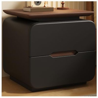 Modern Solid Wood Nightstand with 2 Drawers