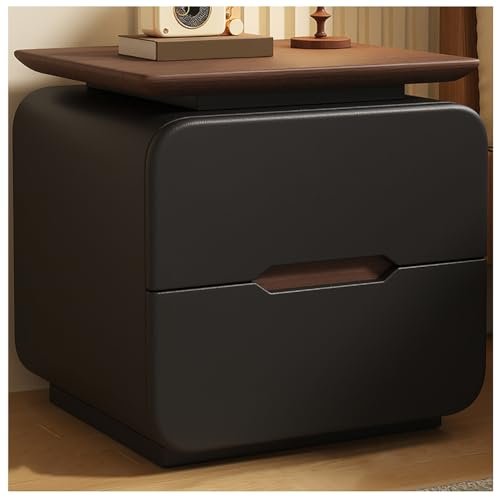 Modern Solid Wood Nightstand with 2 Drawers