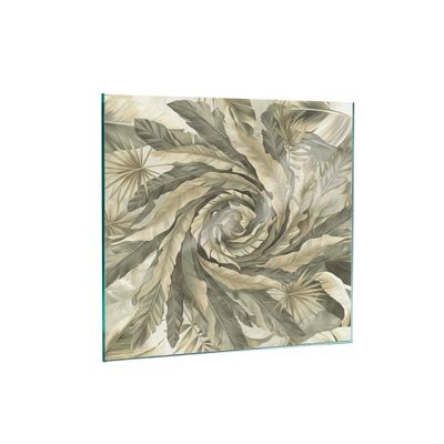 Tempered Glass Stovetop Cover & Cutting Board, 1-Piece, 50 x 52 cm, Hygienic and Non-Slip, for Induction and Ceramic Cooktops – Tropical Leaf SFArt