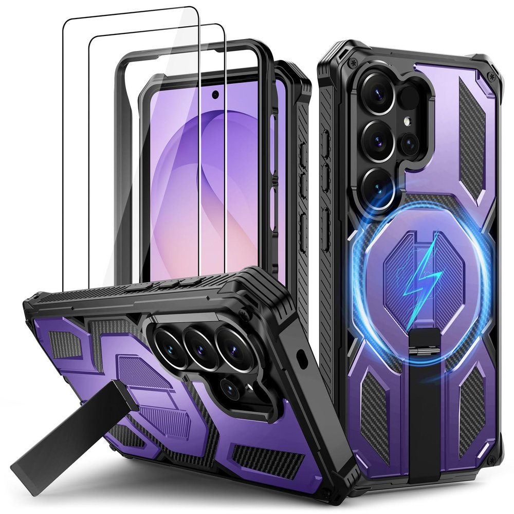 Lanhiem Case for Samsung Galaxy S26 Ultra, Stand, Magnetic, Armor Purple