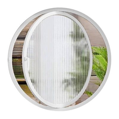 LYMGRZ Round Pivoting Porthole Window for Interior Ventilation, Aluminum Privacy Window with Metal Handle, Patterned Safety Glass (50 cm/19.7 in.)