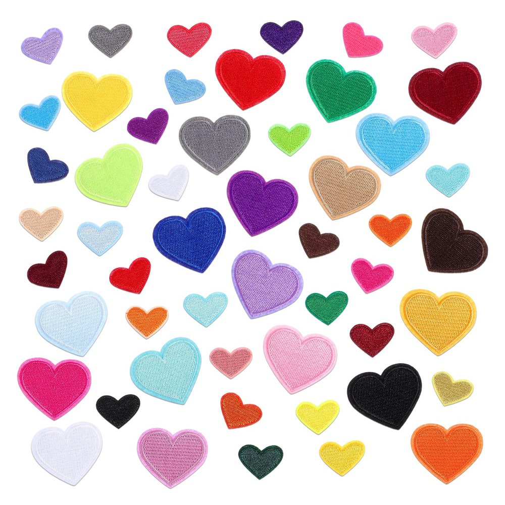 Amaxiu 52 Pcs Iron-On Heart Patches
