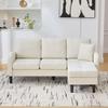 Luscriate L-Shaped Chenille Sectional Sleeper Sofa with Chaise, 3-Seater, Light Beige view 2