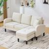 Luscriate L-Shaped Chenille Sectional Sleeper Sofa with Chaise, 3-Seater, Light Beige view 3