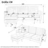 Luscriate L-Shaped Chenille Sectional Sleeper Sofa with Chaise, 3-Seater, Light Beige view 4