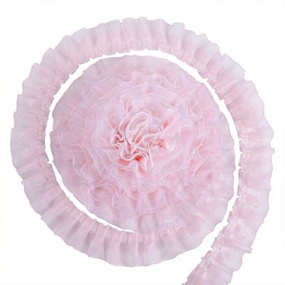 10 Yards Pink Ruffled Lace Trim 4cm