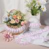 10 Yards Pink Ruffled Lace Trim 4cm view 3