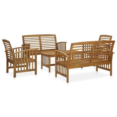 4-Piece Solid Wood Patio Furniture Set, Brown #02