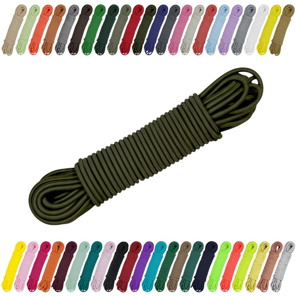 CARTONARE Elastic Cord 2mm 3mm for Sewing, Crafting & Outdoor Dark Khaki, 2mm x 5m