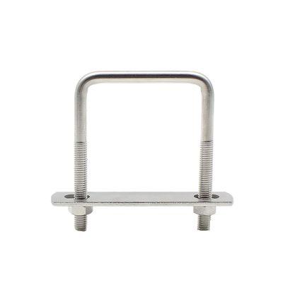 304 Stainless Steel Square U-Bolt M6, M8, M10, M12, U-Shaped Bolt for Pipe Mounting and Secure Connections (2-Pack, M8 x 60 x 60)