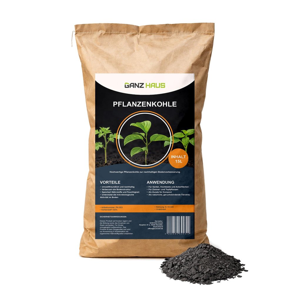 GanzHaus Biochar Soil Activator, Compost Accelerator & Root Activator – Charcoal Powder (15 L)