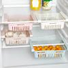 Qcwwy Refrigerator Drawer Organizer, Retractable Multifunction Storage Bin, Shelf-Gap Mount, Ventilated and Drainable (White, 20.5 × 16.4 × 7.6) view 3