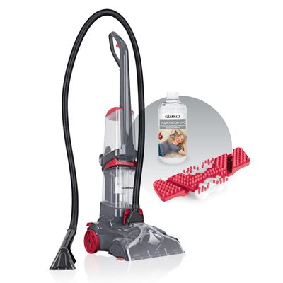 CLEANmaxx AquaStream Plus Carpet Cleaner | 3-in-1: Wash, Clean, Vacuum | Wet Vacuum with Vibrating and Side Brushes | Upholstery Nozzle, Shampoo and Replacement Brush