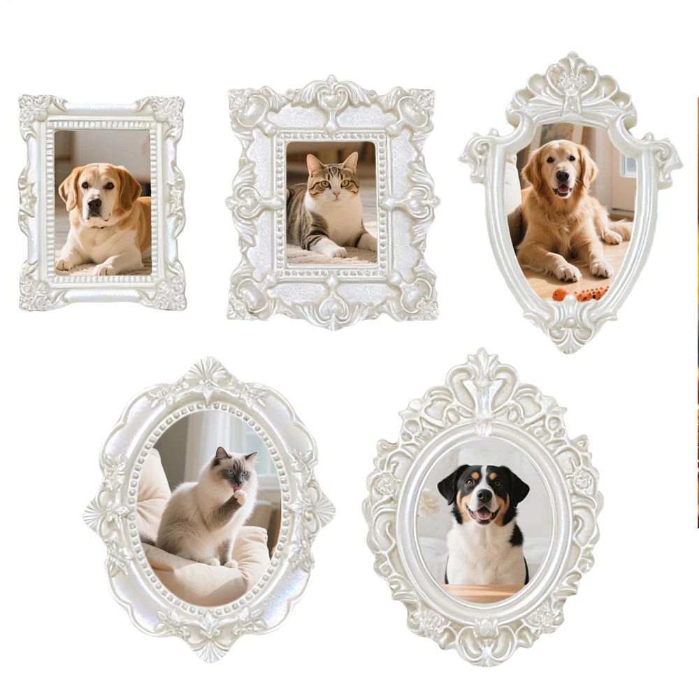 Miniature Picture Frames | 5-Piece Set with Antique Decor