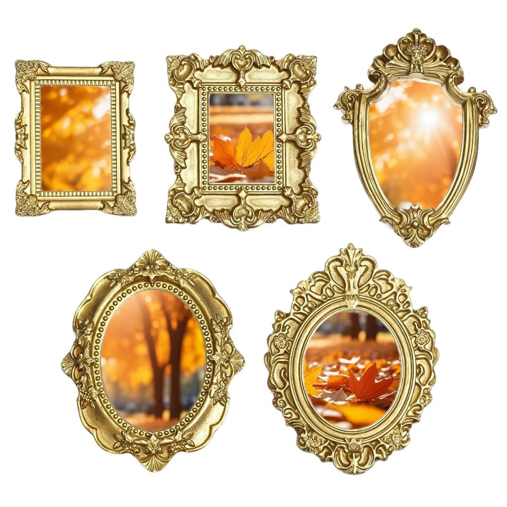 Mini Vintage Frames | Set of 5 Antique Resin Photo Frames