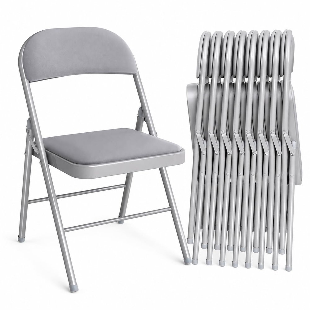 Asdsed 8-Piece Padded Folding Chair Set, Gray