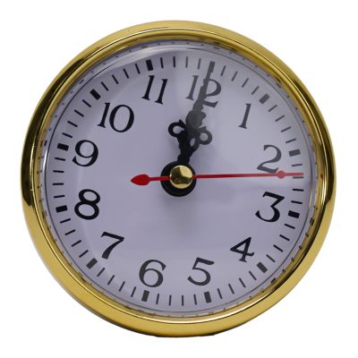 Whychstore Quartz Clock Insert, Silent Movement with Arabic Numerals and Gold Rim for DIY Repair Replacement, 65 mm/80 mm/90 mm/105 mm/110 mm