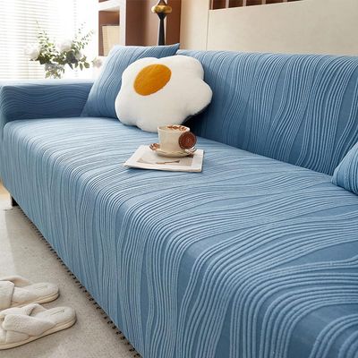 Velvet Sofa Cover for 2-Seater Sofa, 140–185 cm, Blue