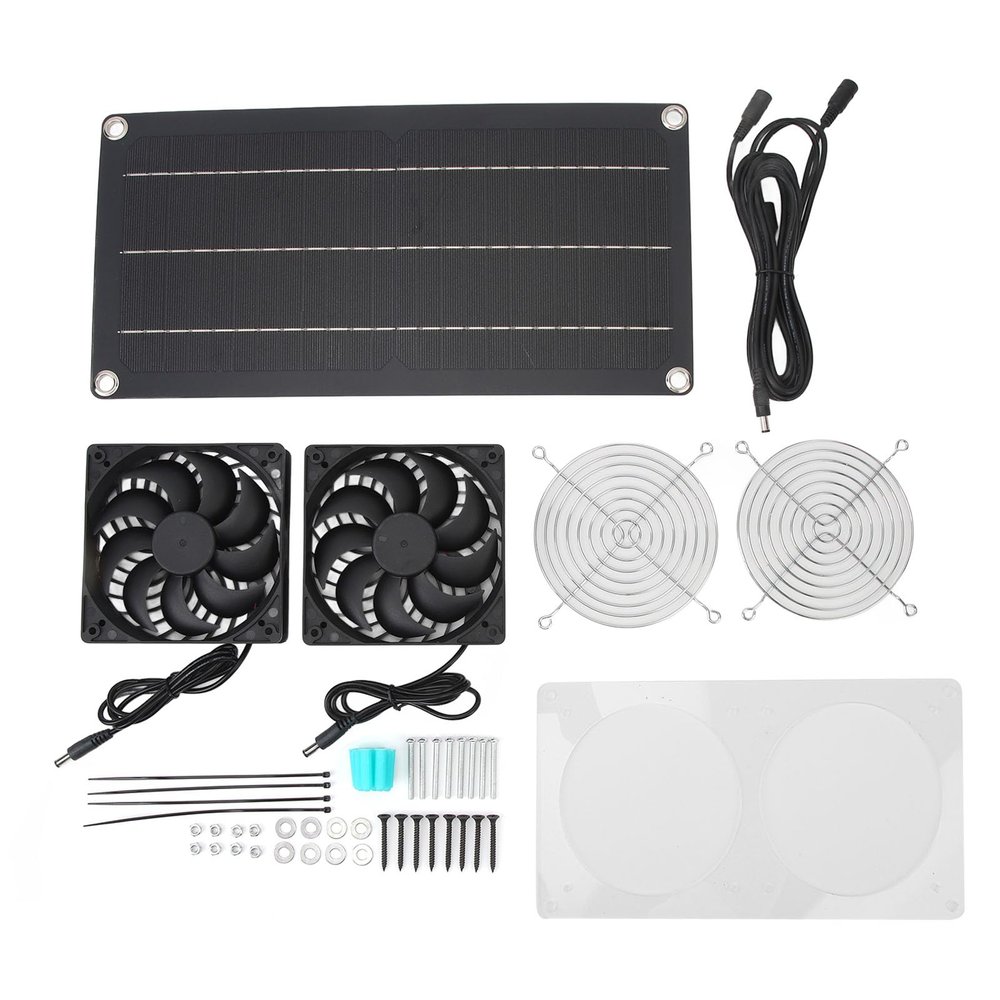 Solar-Powered Ventilator, 10 W, 6 V, Portable Monocrystalline Silicon PET-Laminated Solar Panel Fan Kit