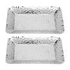 Pwshymi Decorative Stainless Steel Hand Towel Trays, Elegant Serving Tray Organizers for Kitchen, Bathroom, Countertop, 2-Piece Set, Silver view 1