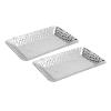 Pwshymi Decorative Stainless Steel Hand Towel Trays, Elegant Serving Tray Organizers for Kitchen, Bathroom, Countertop, 2-Piece Set, Silver view 3