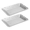 Pwshymi Decorative Stainless Steel Hand Towel Trays, Elegant Serving Tray Organizers for Kitchen, Bathroom, Countertop, 2-Piece Set, Silver view 4