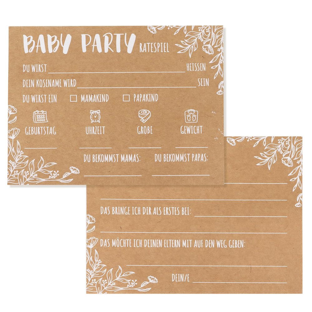 25 Baby Shower Guessing Game Cards
