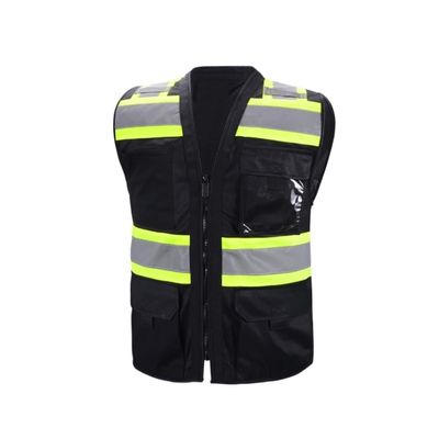 Unisex Black Safety Vest, Multiple Sizes, Multi-Pocket, Small