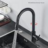 GYEQXKT Kitchen Faucet with Matte Black Touch Sensor, Pull-Out Smart Mixer Tap with Two Water Modes, Rotating Hot and Cold Water Faucet, Elegant Black and Gold Design for Modern Kitchens view 4