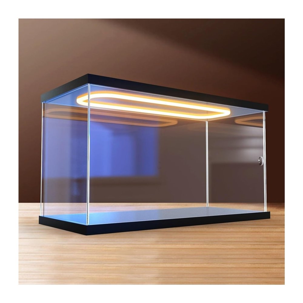 Transparent LED Display Case, Open Front, Stackable, 45 x 45 x 45 cm