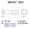 Hex Head Bolts DIN 931 ISO 4014 Stainless Steel A2, M12 x 100 mm, 5-Pack view 4