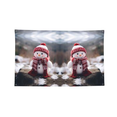 Cute Snowboard Snowman Print Banner for Home and Outdoor Party Decor