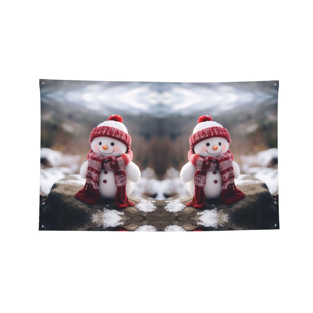Cute Snowboard Snowman Print Banner for Home and Outdoor Party Decor