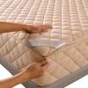 Quilted Zippered Mattress Protector, Adjustable, Washable, Camel, 150 x 190 + 14 cm view 1