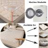 Zippered Quilted Mattress Protector, Adjustable, 160 x 200 + 10 cm, Beige view 3