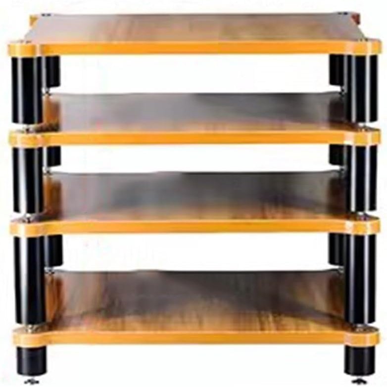 asdchZen 4-Tier Solid Wood Audio Rack for Hi-Fi Equipment and AV Components, Wood Color, 60 x 93 x 48 cm