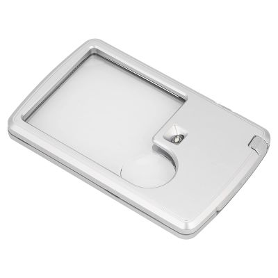 Badafaci Credit Card Magnifier, 3x/6x Lens, LED Light, with Leather Case