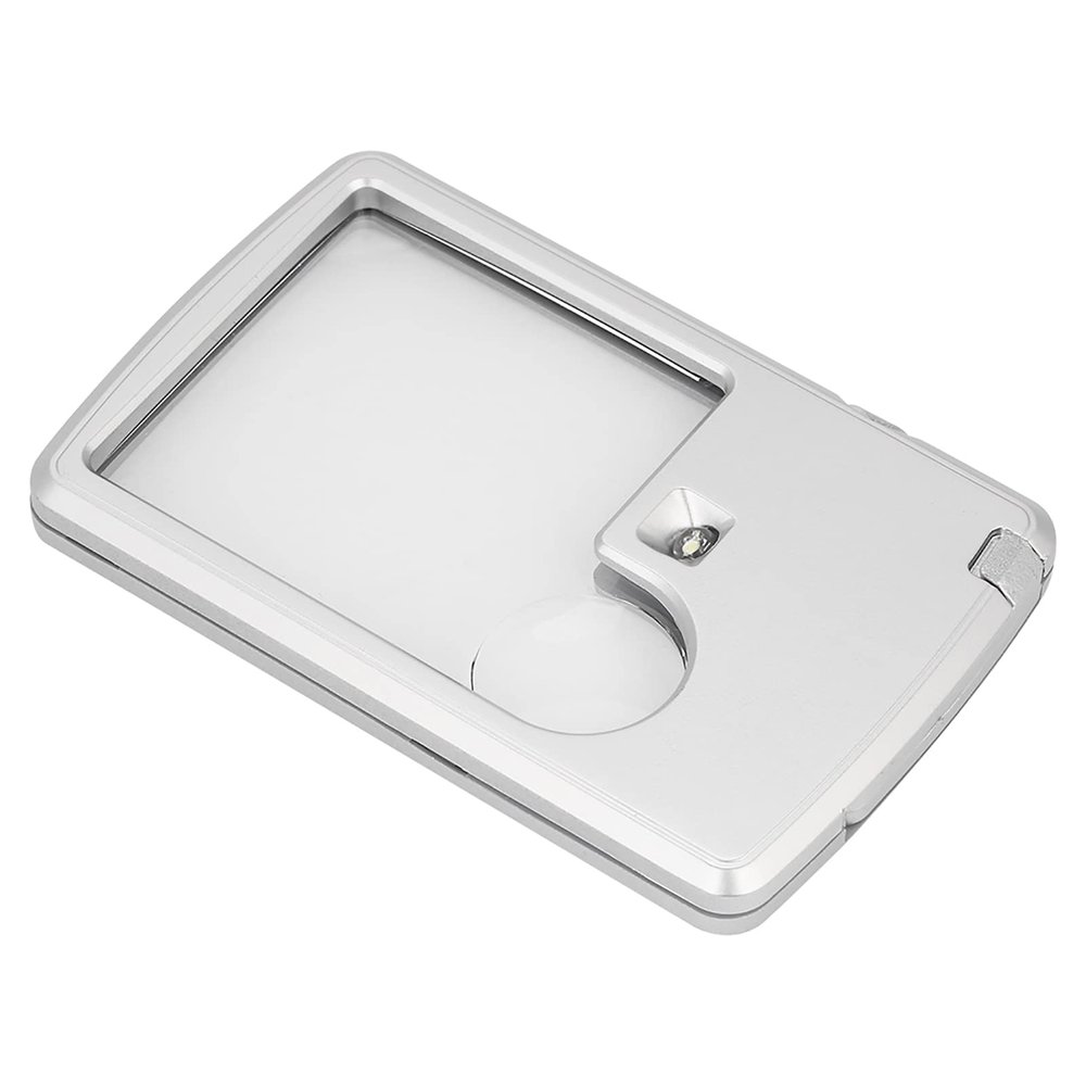 Badafaci Credit Card Magnifier, 3x/6x Lens, LED Light, with Leather Case