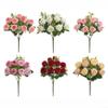 Artificial Rose Bouquet, 10 Small Silk Flowers, Realistic Blooms for Weddings, Home, Desktop Vase, Photography Props, Table Decoration (White) view 2