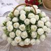Artificial Rose Bouquet, 10 Small Silk Flowers, Realistic Blooms for Weddings, Home, Desktop Vase, Photography Props, Table Decoration (White) view 4