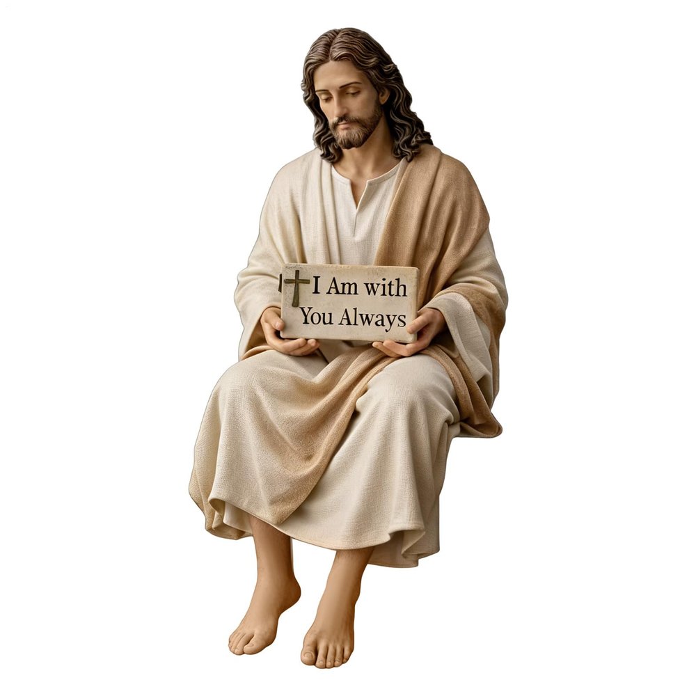 Jesus Figur mit Schild