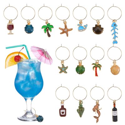 15-Piece Ocean Theme Wine Glass Charms Set