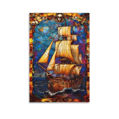 Benoumoney Pirate Ship Stained Glass Artwork