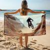 DRPZ Bathroom Essentials Mountain Biker Soaring Over Rocky Terrain Bath Towel, Microfiber Hair Towel, Yoga Towel view 1