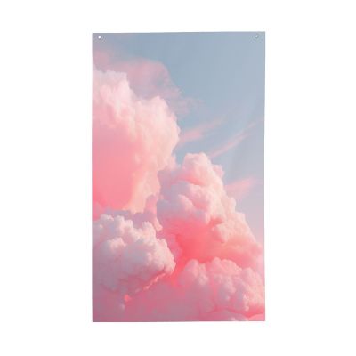 Pale Pink Cloudy Sky House Flag, 90 x 150 cm, with Grommets