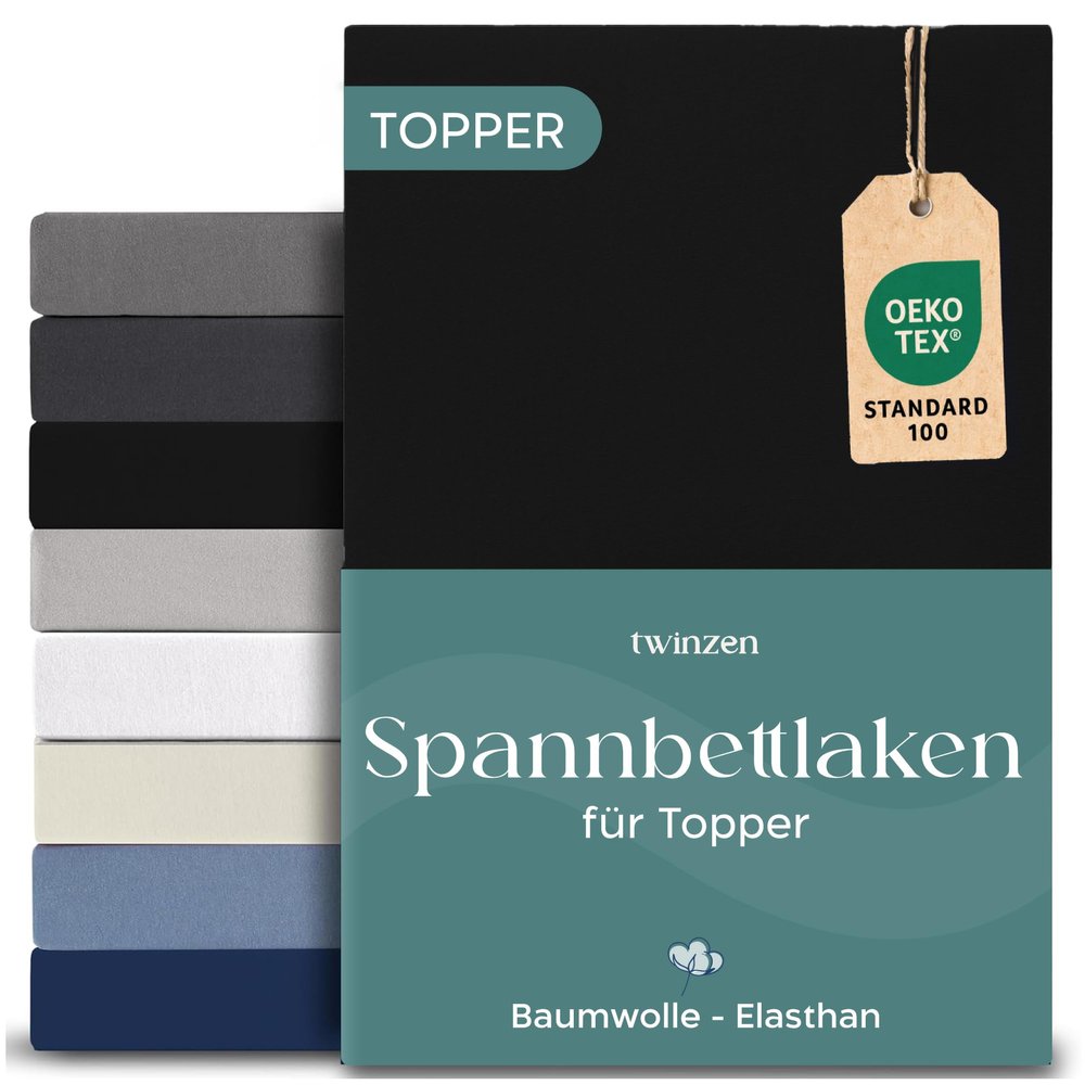 Twinzen Topper Fitted Sheet - 180 x 200 cm - Cotton and Elastane
