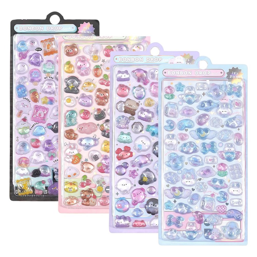 MOLZINY 4-Piece 3D Sticker Set with Cartoon Cats
