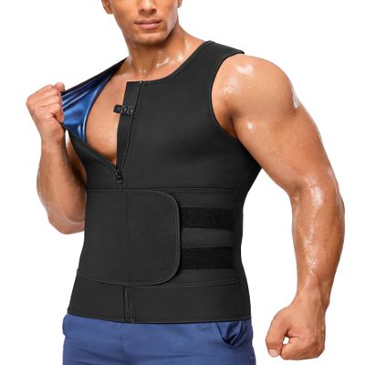 Junlan Men's Sauna Shirt Vest with Waist Trainer and Zipper